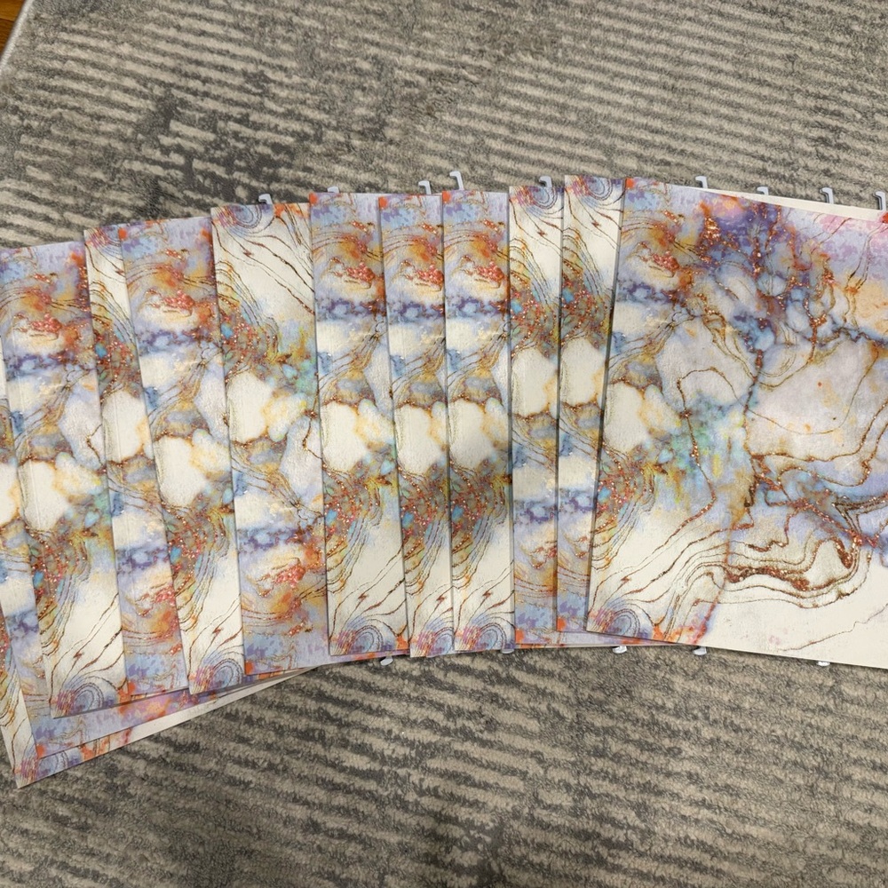 Marbled Hanging Folders with Blue, Gold & White Veining